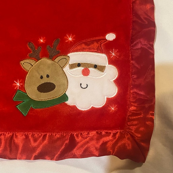 Baby Essentials Christmas Fleece Red  Blanket 35”29” Santa and Reindeer - Picture 3 of 11